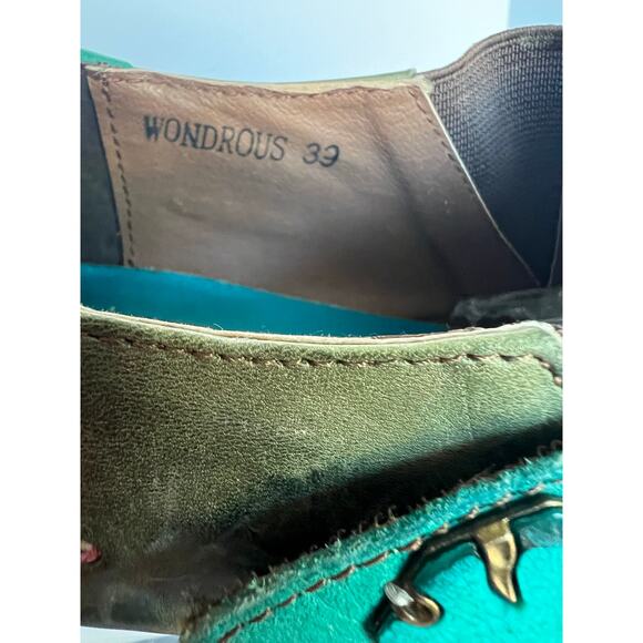 L'Artiste by Spring Step Wondrous Teal Leather Dressy Block Heel Bootie Shoe 8.5 - Picture 9 of 12
